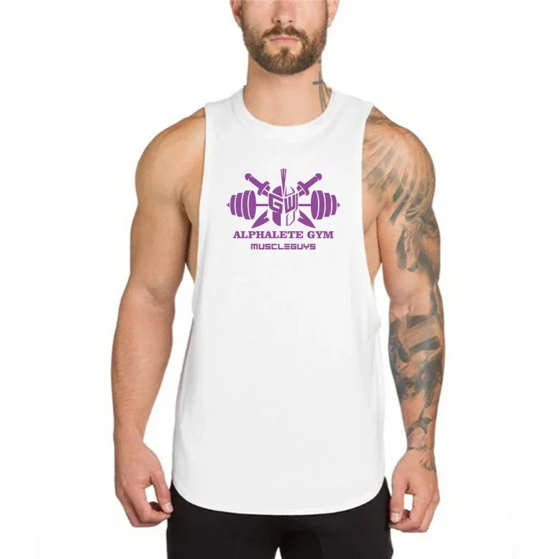 Mens Casual Fitness Muscle Tank Tops Summer Loose Sleeveless Workout Muscle Shirts Gym Bodybuilding Cotton Breathable Singlets