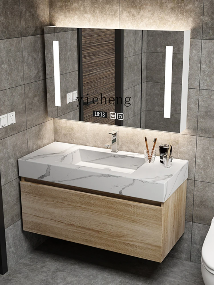 ZM Stone Plate Bathroom Cabinet Combination Hand Washing and Face Washing Washstand Whole Washbin Bathroom Set