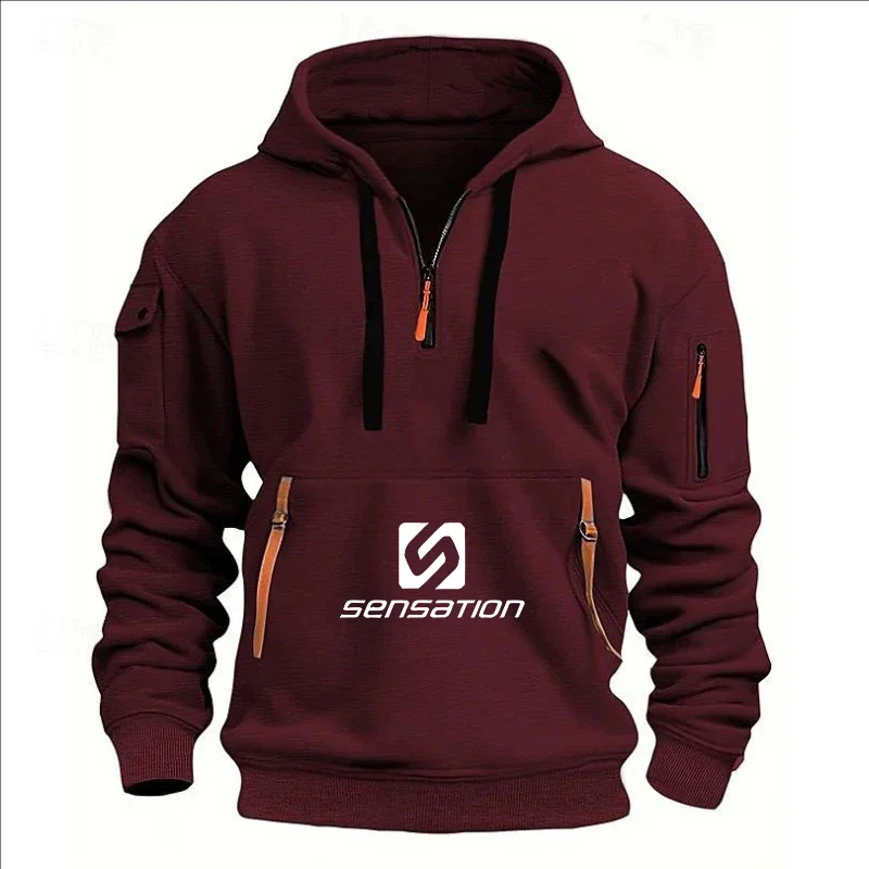 Los diseños de moda para hombres de otoño e invierno incluyen sudaderas con múltiples cremalleras, sudaderas con capucha estampadas, ropa deportiva informal, sudaderas con capucha sueltas y spor