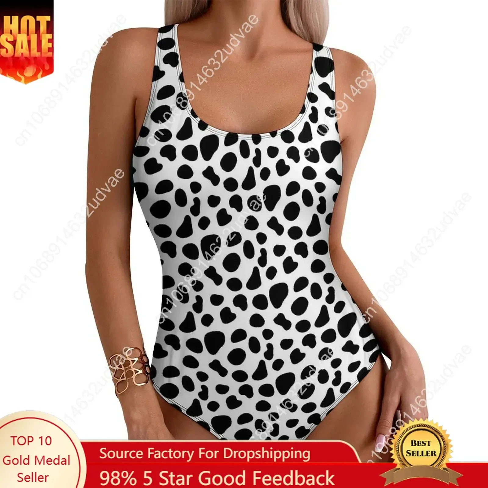 Dalmatian Dog Swimsuit Animal Print One-Piece Swimwear Push Up Stylish Bathing Suits Sexy Holiday Surf Custom DIY Swimsuits