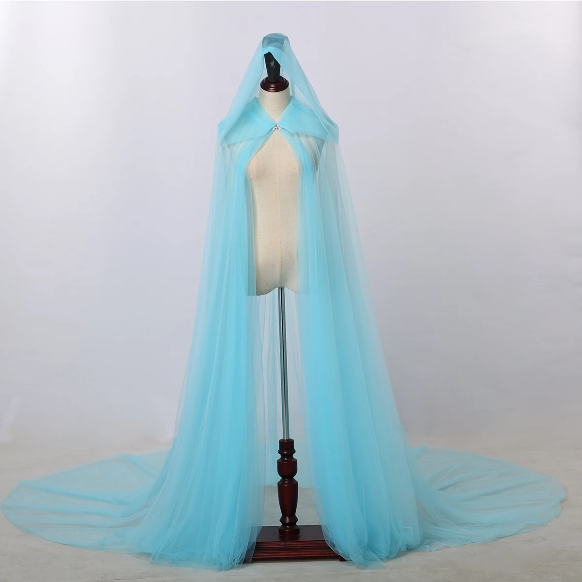 Gothic Punk Cloak Soft Tulle Capes Halloween Costume for Women Party Floor Length Cloak with Hood Cape