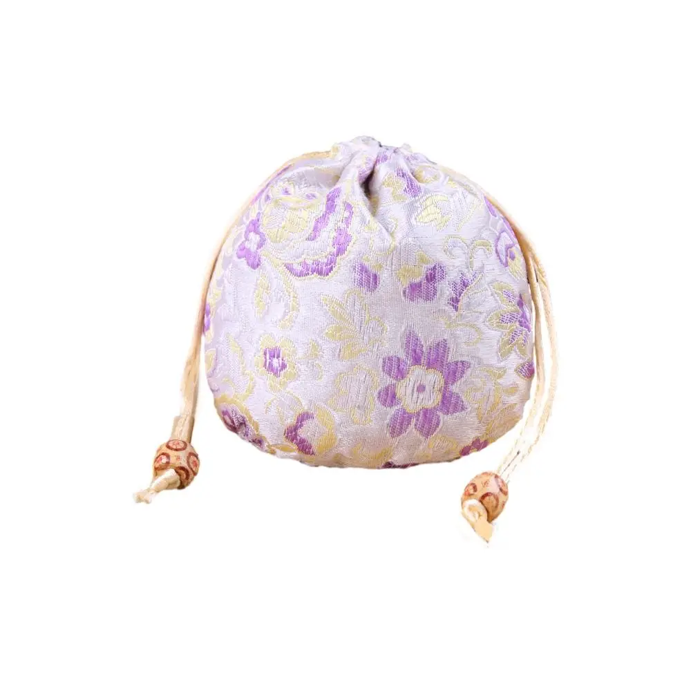 

Floral Embroidery Flower Drawstring Bag Chinese Style Jewelry Packing Bag Small Coin Purse Wallet Beaded Ethnic Style
