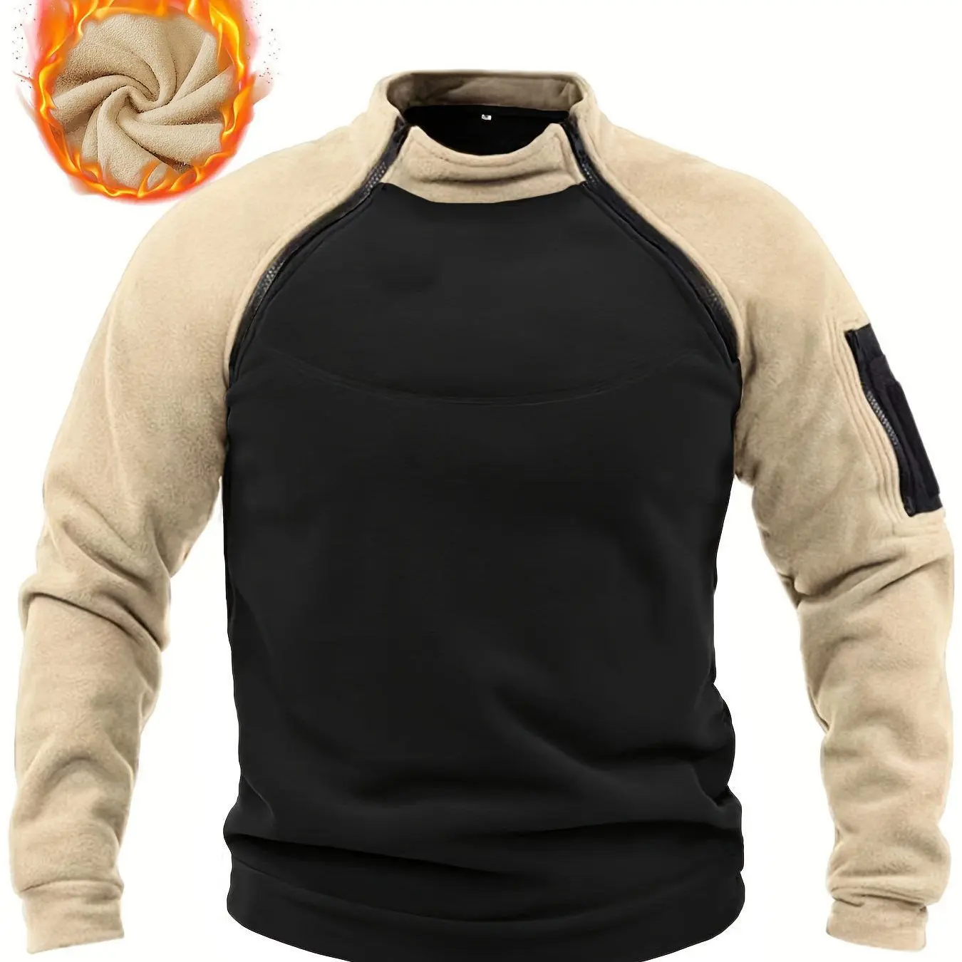 

Men's Fce Sweatirt Stand Collar Warmth US EU Size Overhead irt Autumn Winter New Sle Cotton Polyester Blend Garment