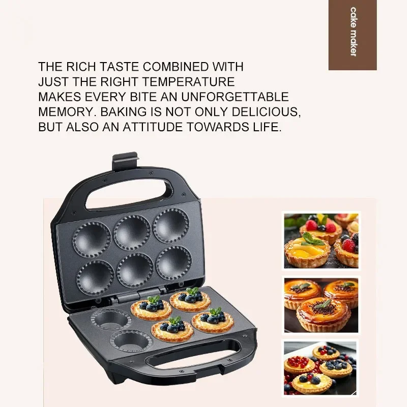 Mini Pie and Quiche Machine 750W Egg Tart Machine Multifunctional Snack Machine, Waffle, Donut, Cake Machine 220V