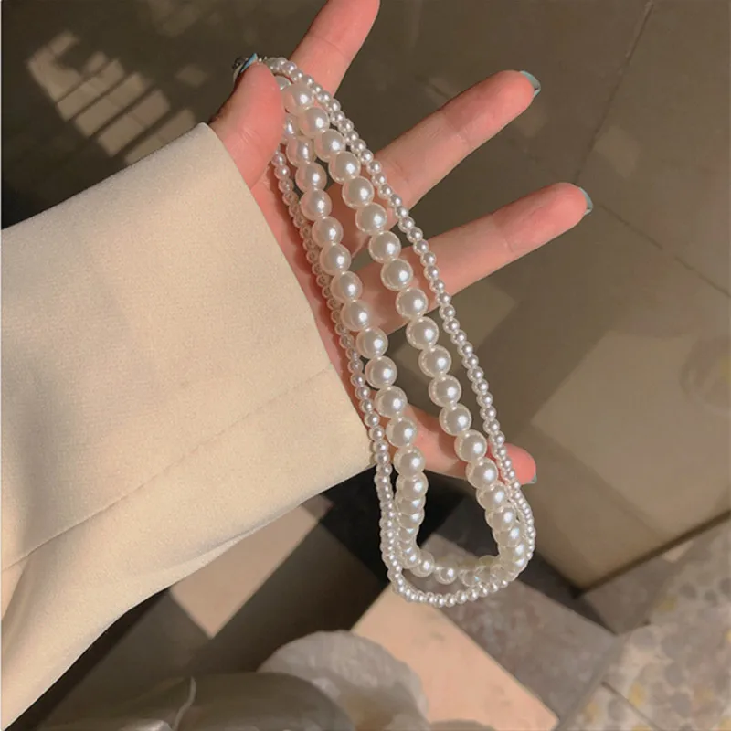 Korean Fashion Double Layer Pearl Necklace Women Personality Necklace Wedding Jewelry Birthday Anniversary Gift Collares Mujer