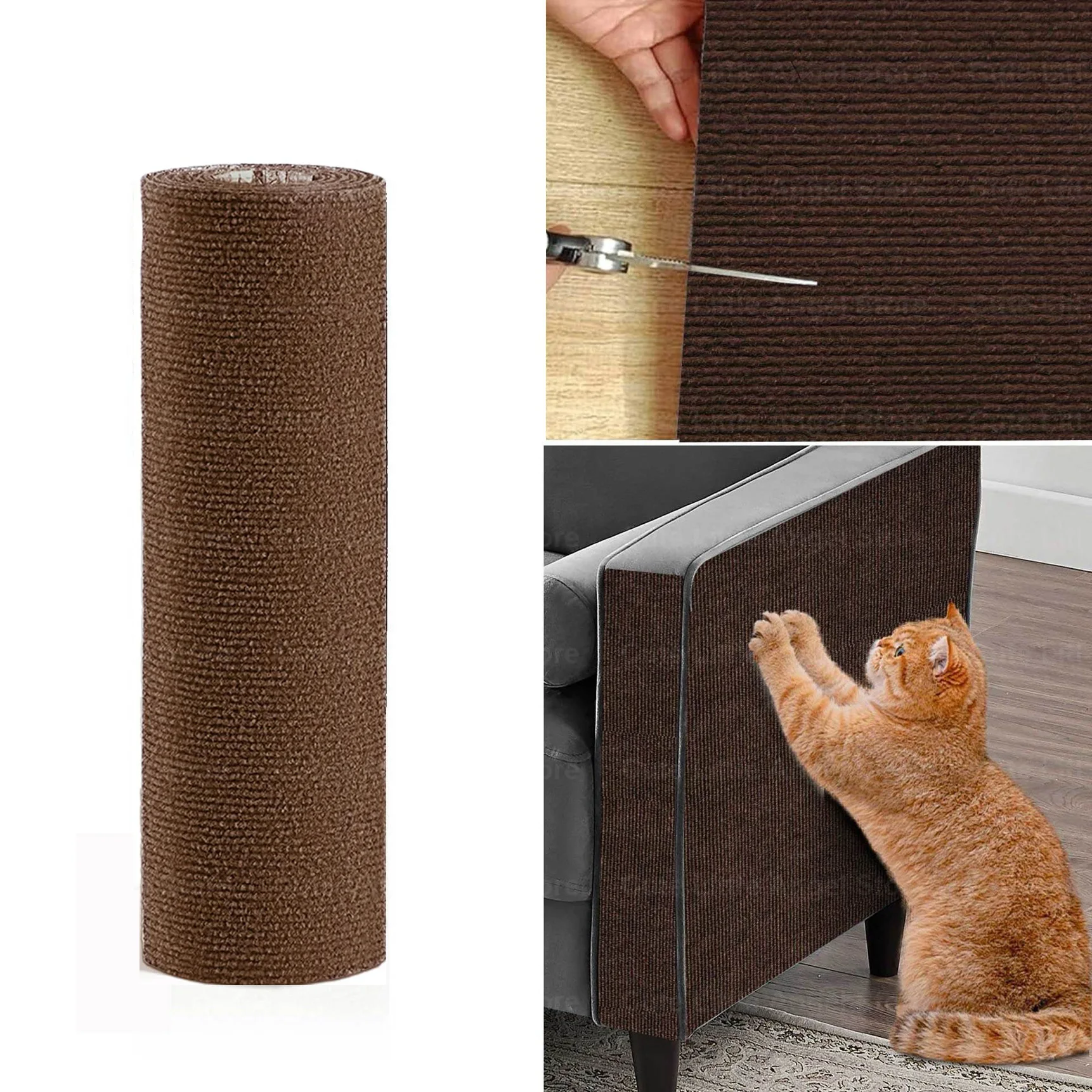 NONE Selbstklebende Katzenkratzmatte, langlebiger Sisal-Möbelschutz, DIY, anpassbare Katzenkratzunterlage für Couch, Sofa 4