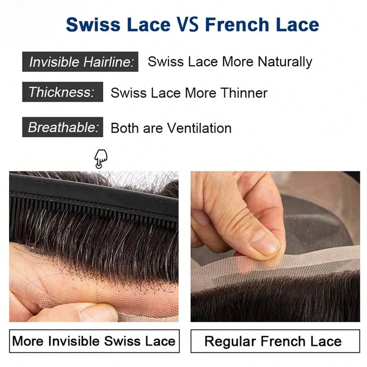 نظام استبدال الشعر البشري للرجال OCK مقاس 8 × 10 بوصة - دانتيل فرنسي مسامي مع قاعدة من الدانتيل + PU #6