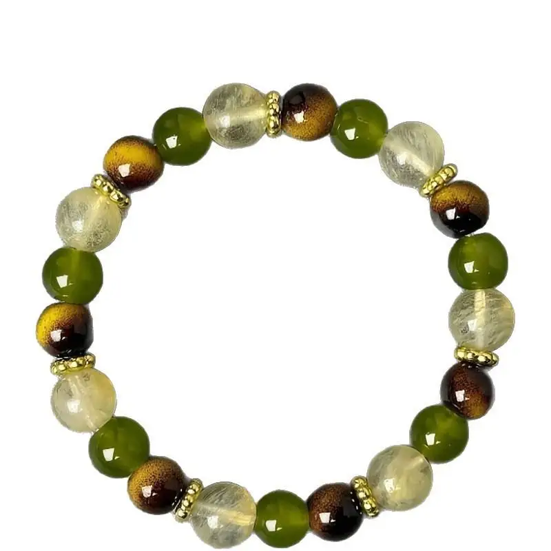 Natural Tiger's Eye & Citrine Bracelet 8mm Beads, Year-Round Bohemian Gift For Girls, Suitable For Party/Daily Use