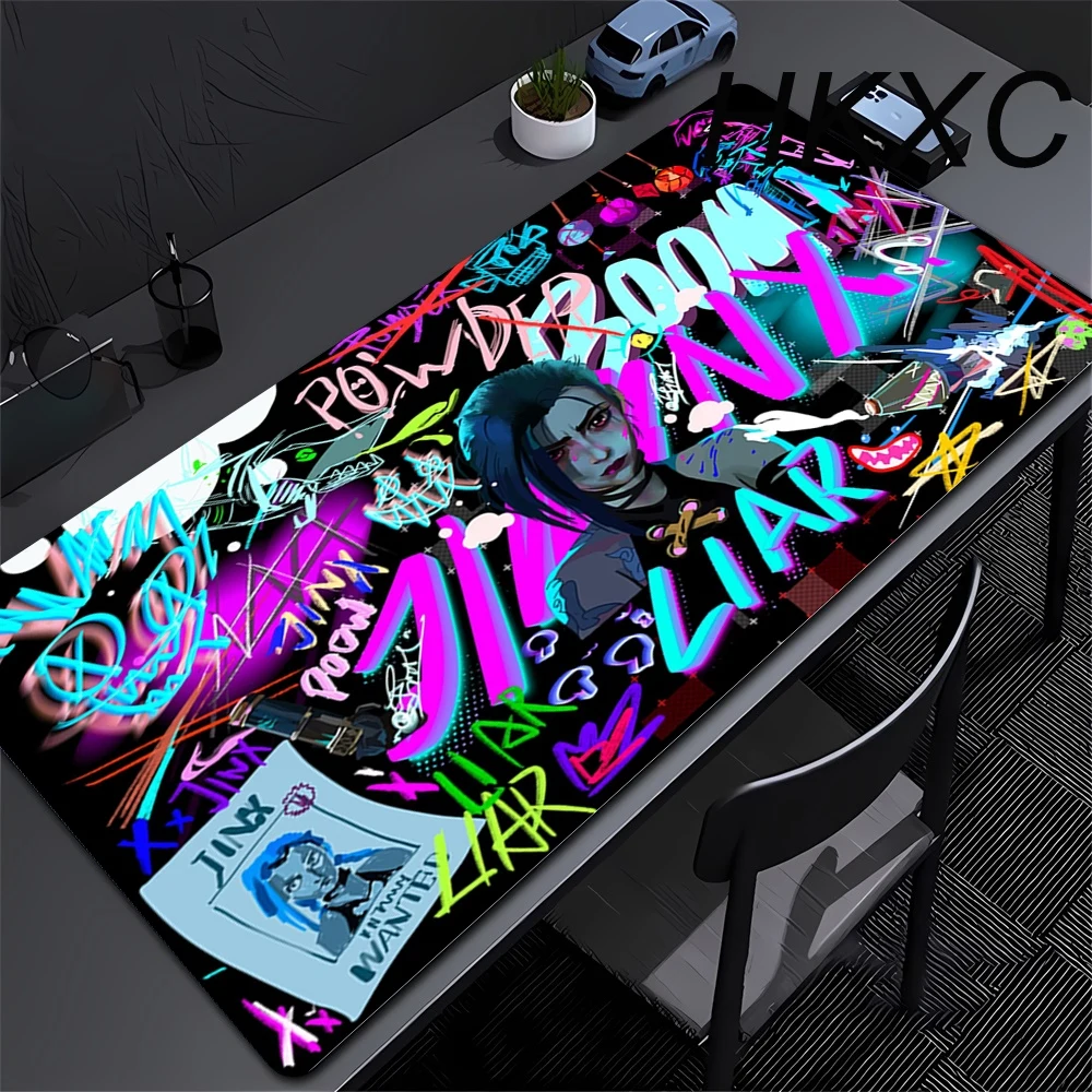 Gamer Arcane Desk Mat Large Mousepad Gamer Accessories PC Computer Keyboard Deskmat ALeague of Legends Jinx Rubber Big Mouse Pad