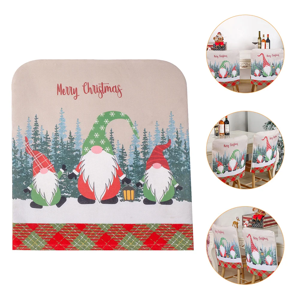 

Christmas Chair Cover Cartoon Patterns Santa Claus Decorations Printed Linen Material Thick Bright Colors Party Festival