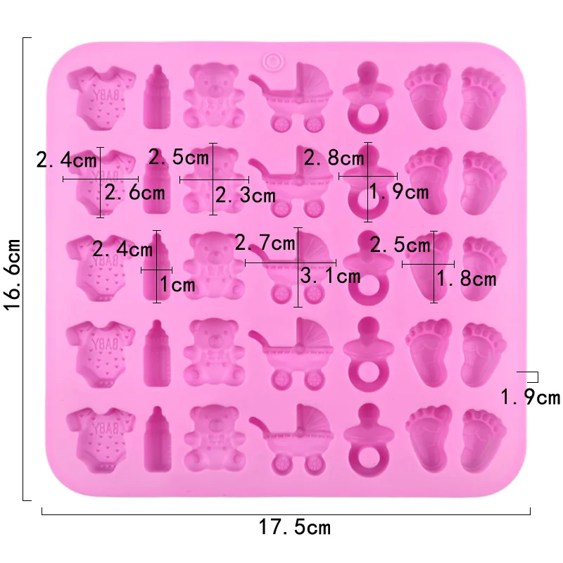 Baby Shower Silicone Chocolate Mold Feet Cradles Onesie Bottle Pacifier For Cake Decoration Cupcake Topper Kitchen Baking Tools - view 2
