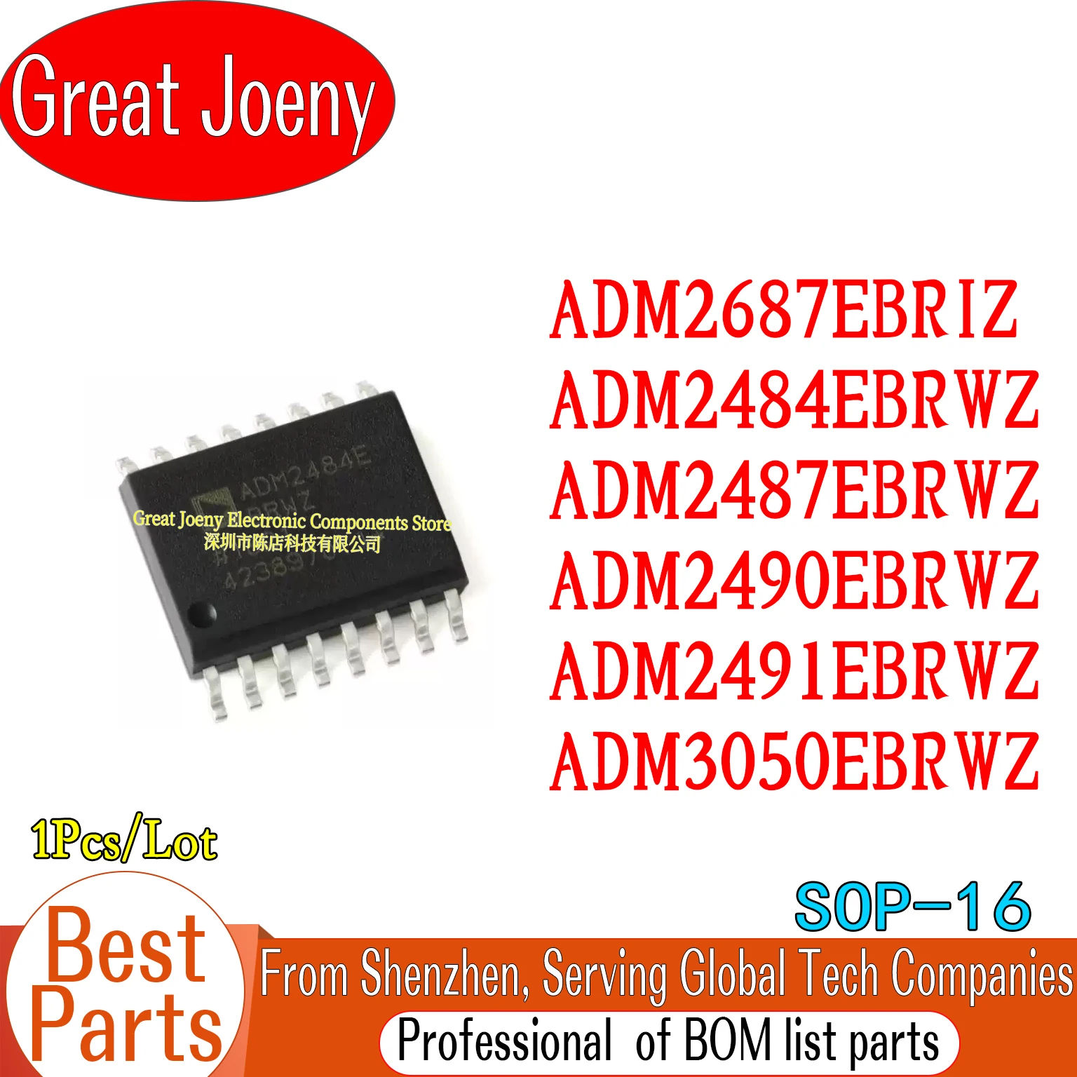 

100% New Original ADM2687EBRIZ ADM2484EBRWZ ADM2487EBRWZ ADM2490EBRWZ ADM2491EBRWZ ADM3050EBRWZ IC Chipset SOP-16