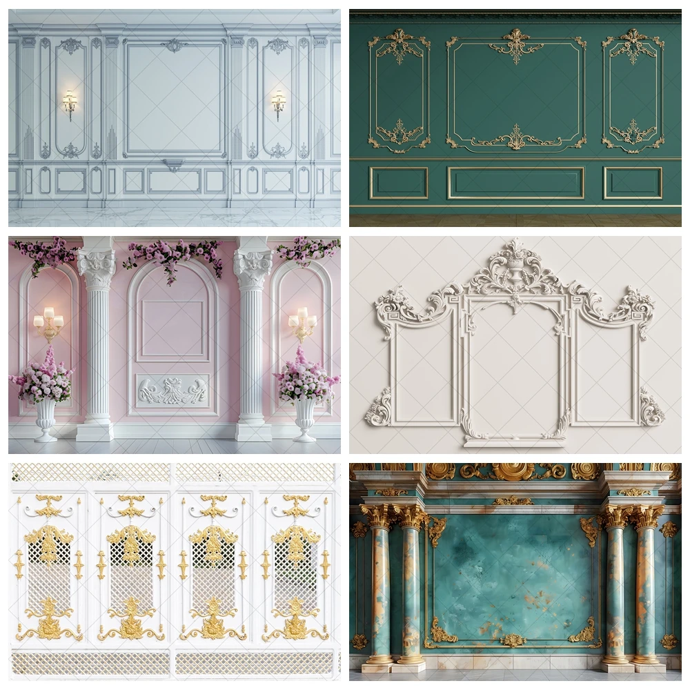 

Palace Retro Wall Door Banner Backdrop Custom Gorgeous Castle Interior Wedding Photography Poster Decor Studio Prop Background