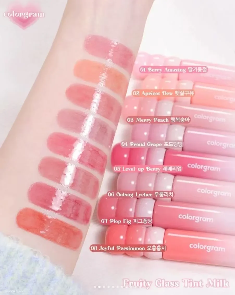 カラーグラム フルーティーグラスティント ミルクミラー リップグロス 保湿リッププランパーオイル ひび割れ防止 セクシーウォーターグロッシーリップメイク