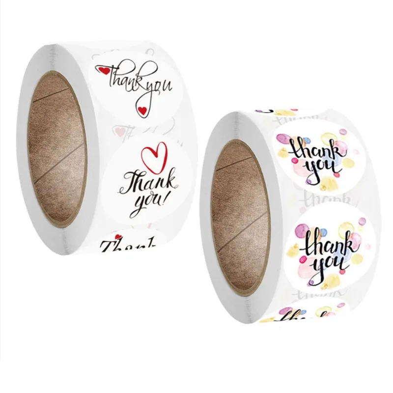 500piece 1 inch per Roll sealing stickers Thank you heart sealed food packaging decoration Paper Handmade Round 25MM