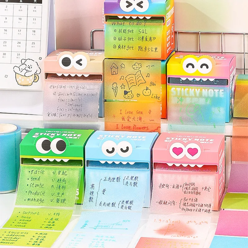 Picture 3: LANGUO 105 Sheets/roll Pull-out Sticky Notes Student Stationery Sticky Notes Transparent Color Sticky Notes DIY Handbook
