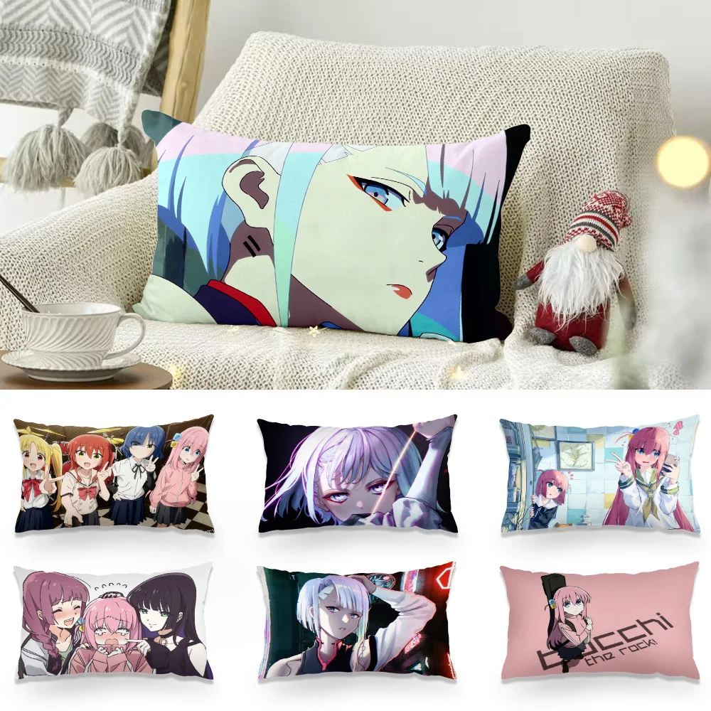 Bocchi The Rock Pillow Covers Cartoon Sofa Decorative Home Double-sided Printing Short Plush Cute Cushion Cover