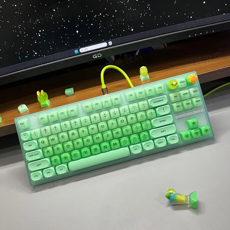 Lime Jelly Green Mechanical Keyboard keycap 87 Key Wired Computer Office Esports Games Keyboard Customized Hot Plug Keyboard