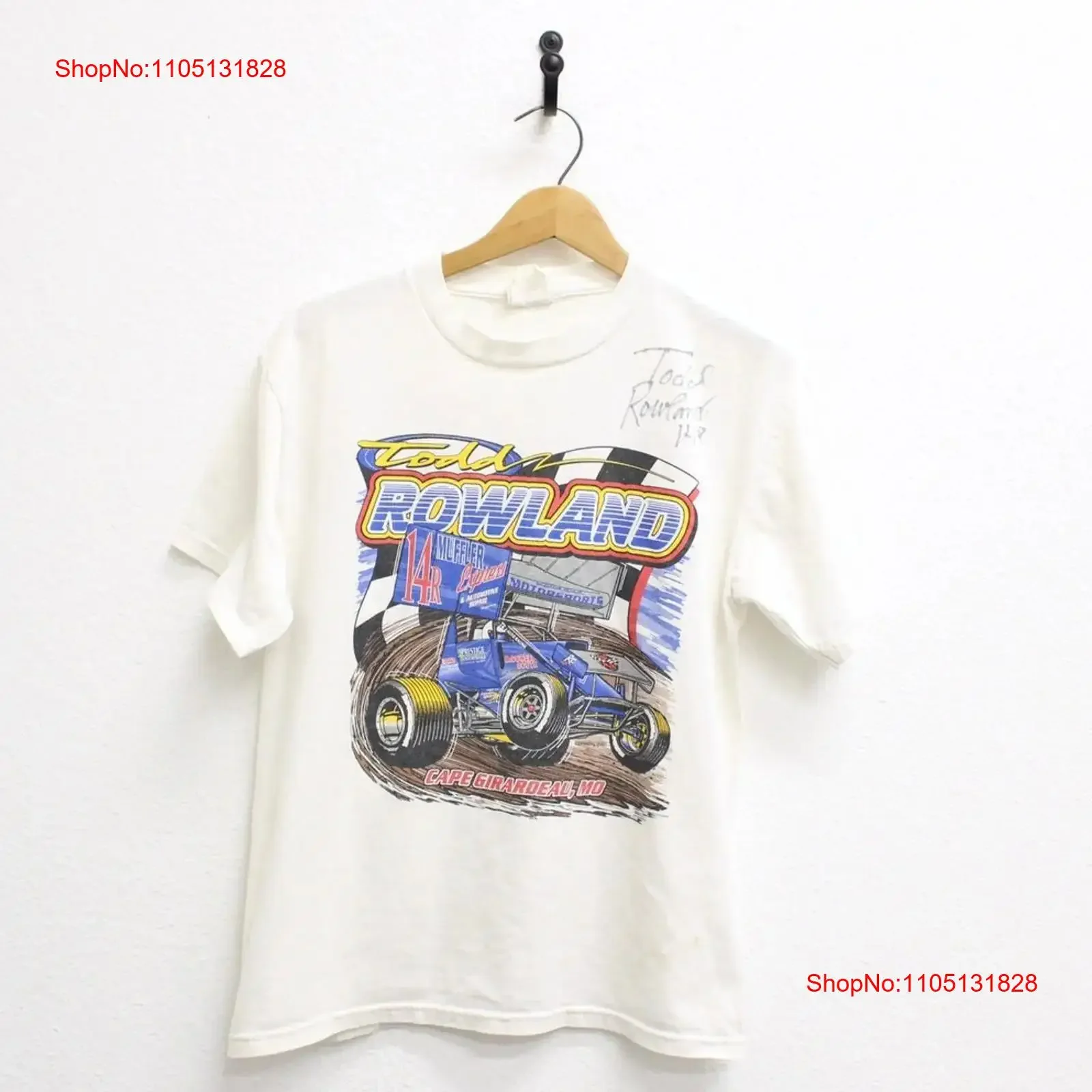 

Винтажная футболка с подписью Todd Rowland Motorsports Sprint Car, средняя винтажная стираная дышащая эластичная мягкая мужская футболка унисекс