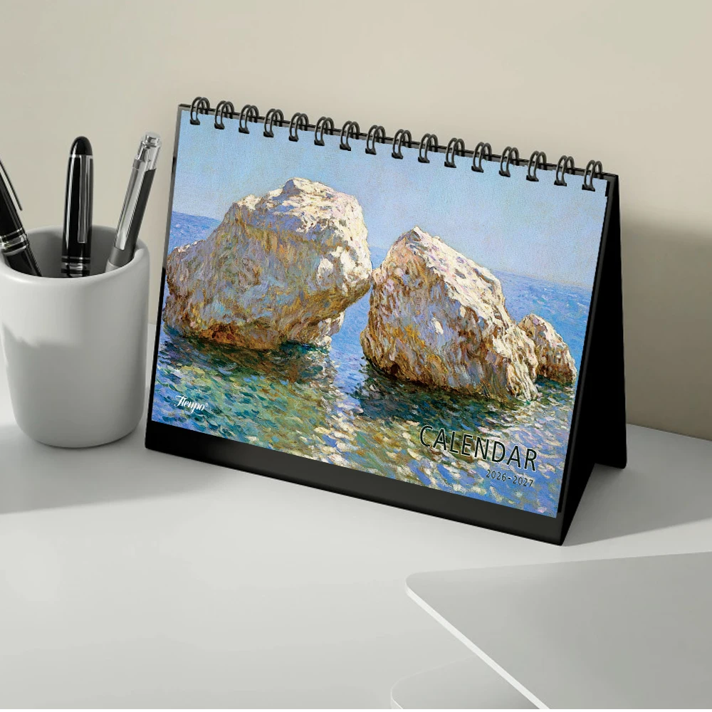 

1 шт. 2026-2027 природный пейзажный календарь, ежемесячный планировщик на 24 месяца, настольный календарь, идеальный подарок на день рождения, Рождество, Новый год