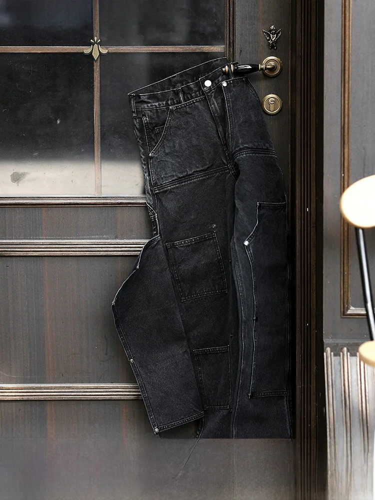 

Джинсы Crtsman Series: повседневные рабочие джинсы прямого кроя из канваса с эффектом потертости на коленях и узкими штанинами, окрашенные методом тай-дай