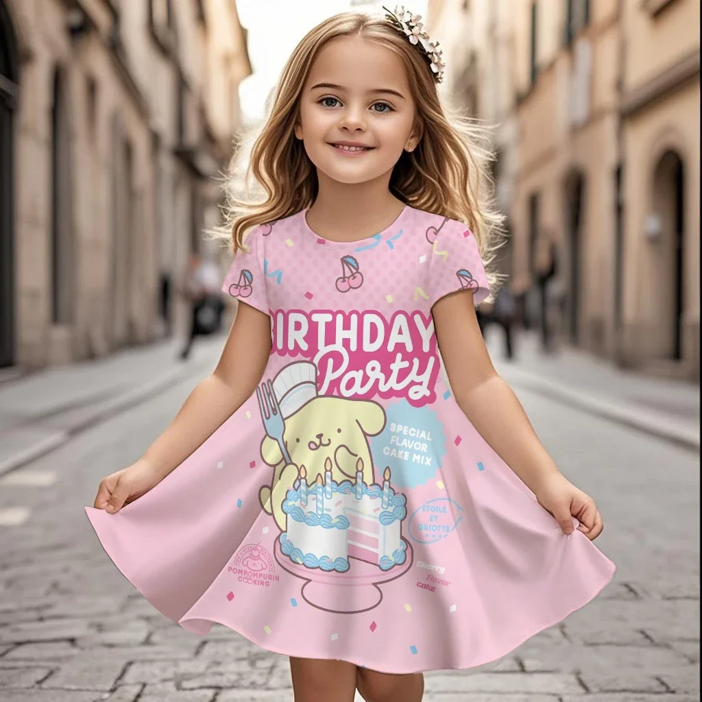 فستان ديزني الجديد بوم بوم بورين كارتوني أنيق للفتيات بطباعة ثلاثية الأبعاد لطيف للأطفال مريح للصيف بأكمام قصيرة للأطفال #6