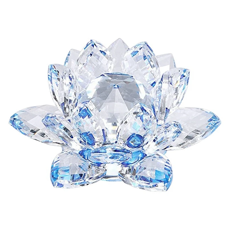 

Glitter Crystal Lotus Flower Hue Reflection Feng Shui For Home Decor Wedding Party(4.7 Inch/ 12CM)