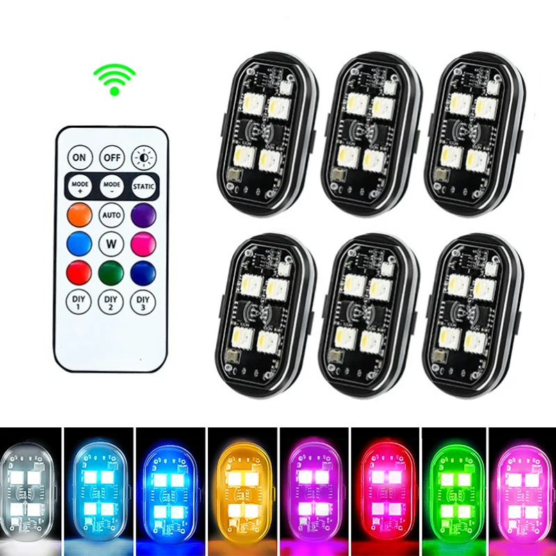 ضوء لاسلكي للطائرات طائرة هليكوبتر تحذير أضواء RGB Led أضواء ستروب أضواء دراجة نارية LED فلاش مع شحن USB