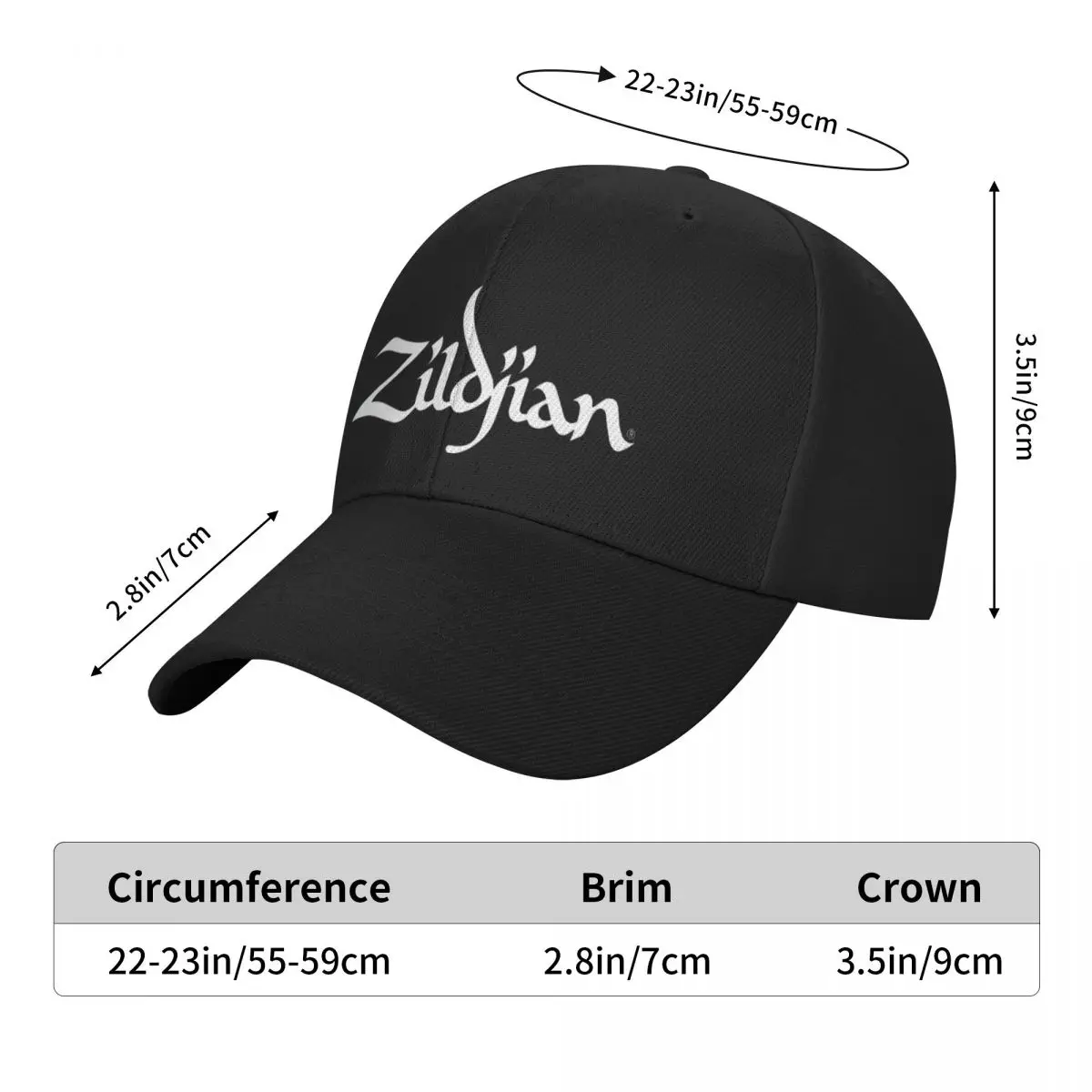 Zildjian 로고 3764 모자, 남성 모자, 여성 야구 모자, 남성 모자