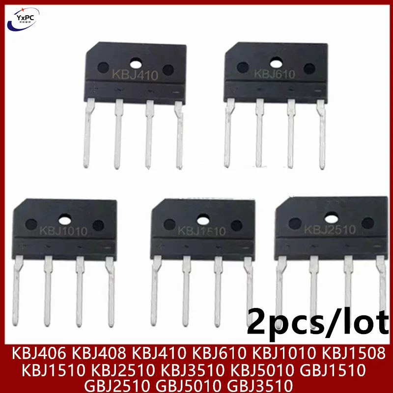 2pcs Rectifiers KBJ406 KBJ408 KBJ410 KBJ610 GBJ2510 GBJ3510 GBJ5010 KBJ1010 KBJ1508 KBJ1510 KBJ2510 KBJ3510 KBJ5010 GBJ1510