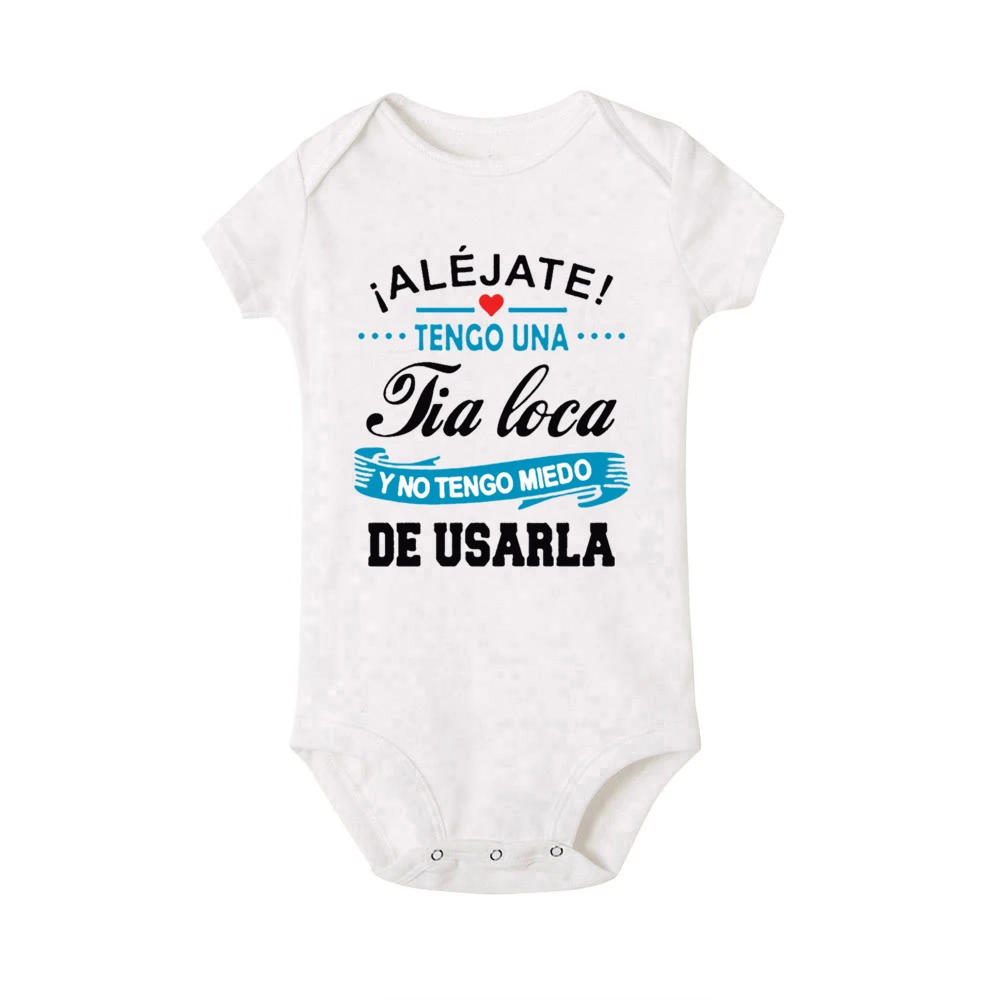 Stay Away I Have A Crazy Aunt I\'m Not Afraid To Use Her Baby Romper Funny Infant Bodysuit Newborn Short Sleeve Jumpsuit Outfits