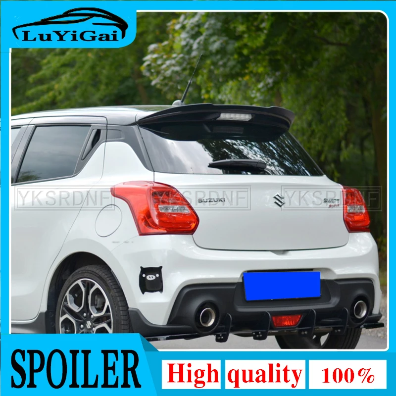 Car REAR WING SPOILER For SUZUKI SWIFT 6 SPORT 2018 2019 2020 2021 2022 ABS Plastic Glossy Black Roof Wing Hatchback Spoiler Lip