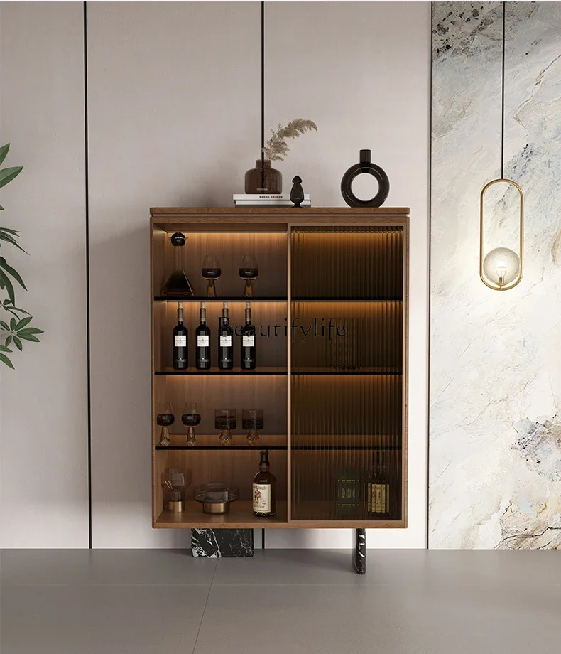 

ls 04Italian minimalist black walnut wine cabinet light luxury high-end side cabinet