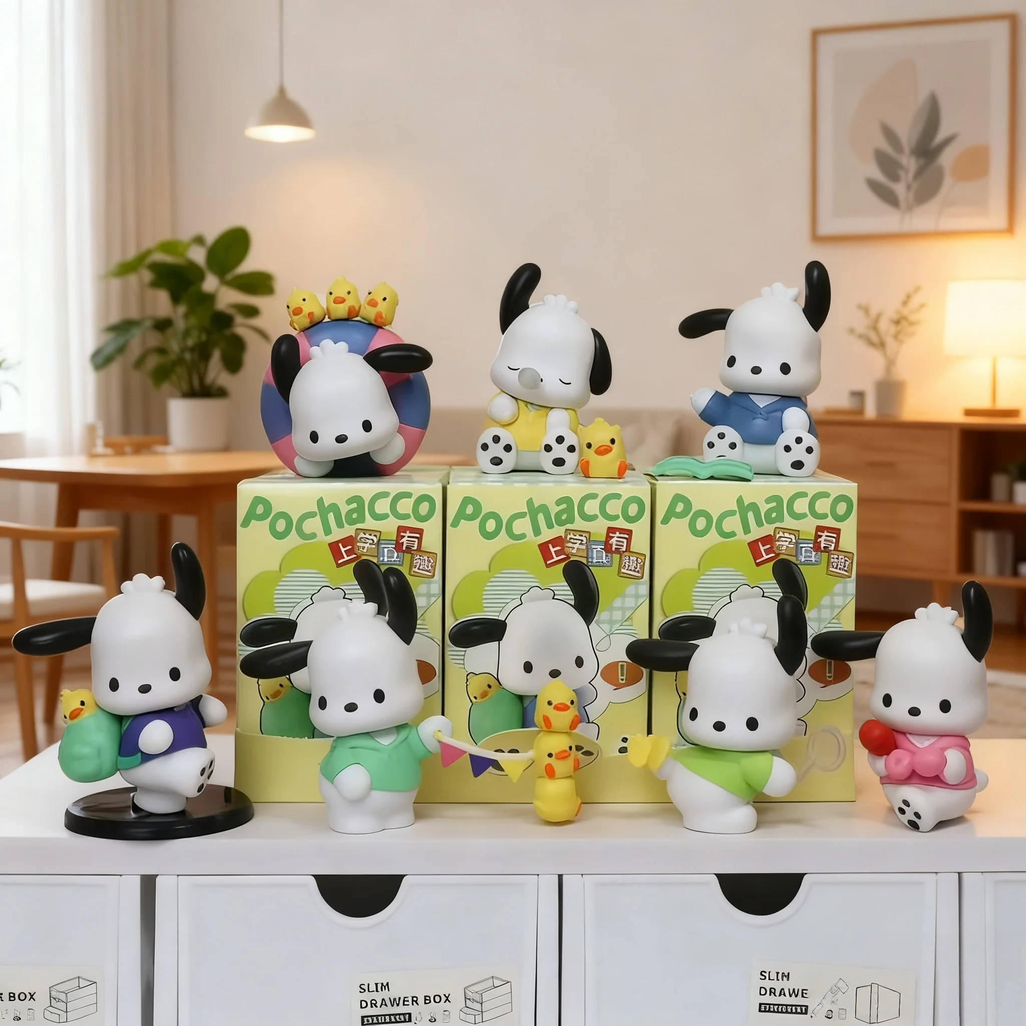 

Sanrio Pochacco, школьные персонажи мультфильмов аниме, держащие утки, стежка, модели кукол, украшения, персонажи, хобби, детские