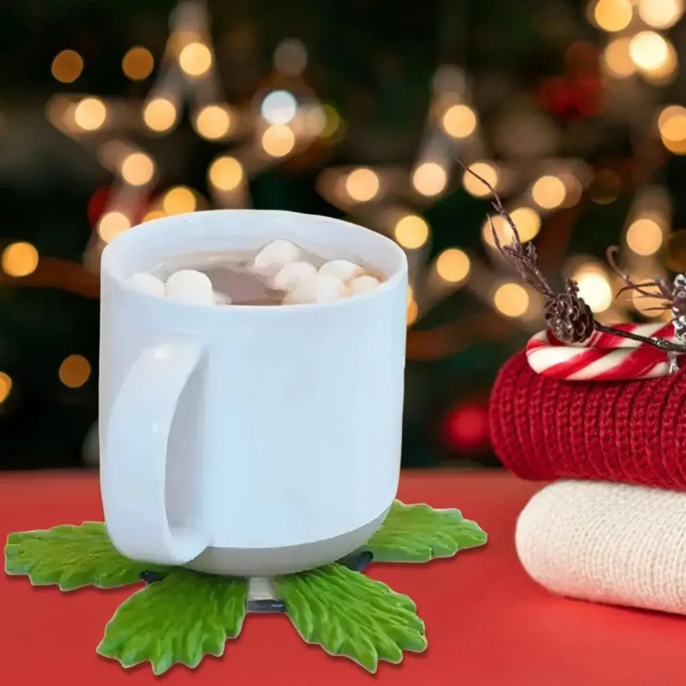

Black Walnut Christmas Tree Coaster Set Set of 6 Foldable Cup Coaster PLA Heat-insulating Insulation Mat for Table Decoration
