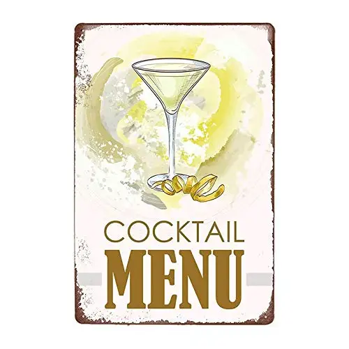 Various Cocktail Menu Retro Metal Tin Signs 8x12 Inch Kitchen Restaurant Poster Pub Bar Club Wall Decor Vintage Tin Sign qqwe-17