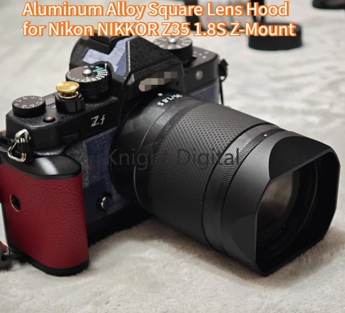 Capa de lente de metal quadrada de liga de alumínio com tampa de metal grátis para Nikon NIKKOR Z35 1.8S Z-Mount Câmera Fotografia Acessórios