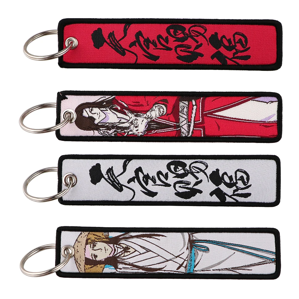 Anime Tian Guan Ci Fu Xie Lian Hua Cheng Keychain for Motorcycles Embroidery Key Fobs Holder Key Rings Key Tag Accessories