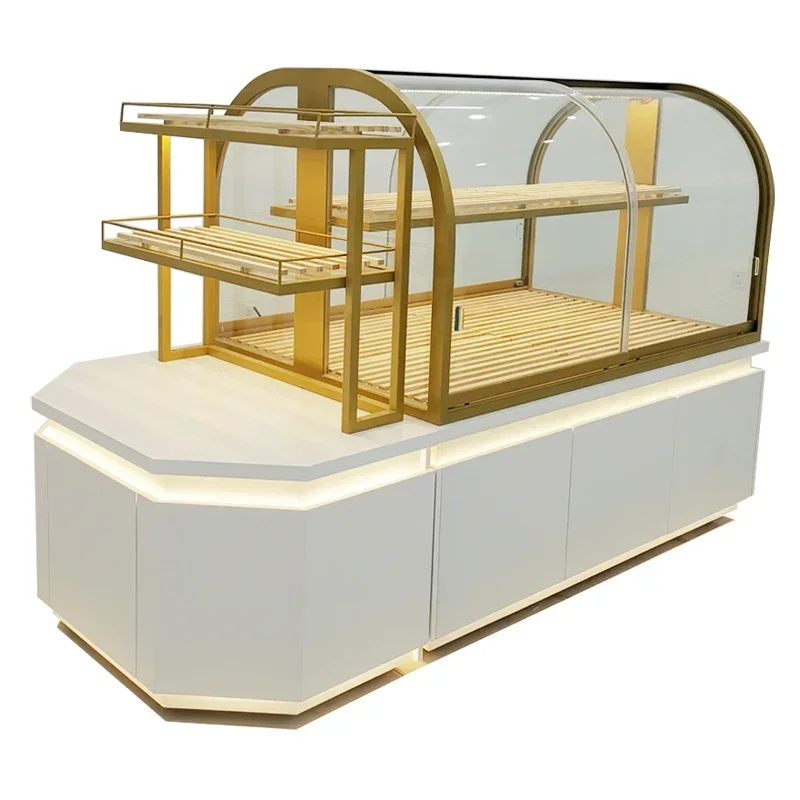 

Bread cabinet cake shop curved paint cabinet