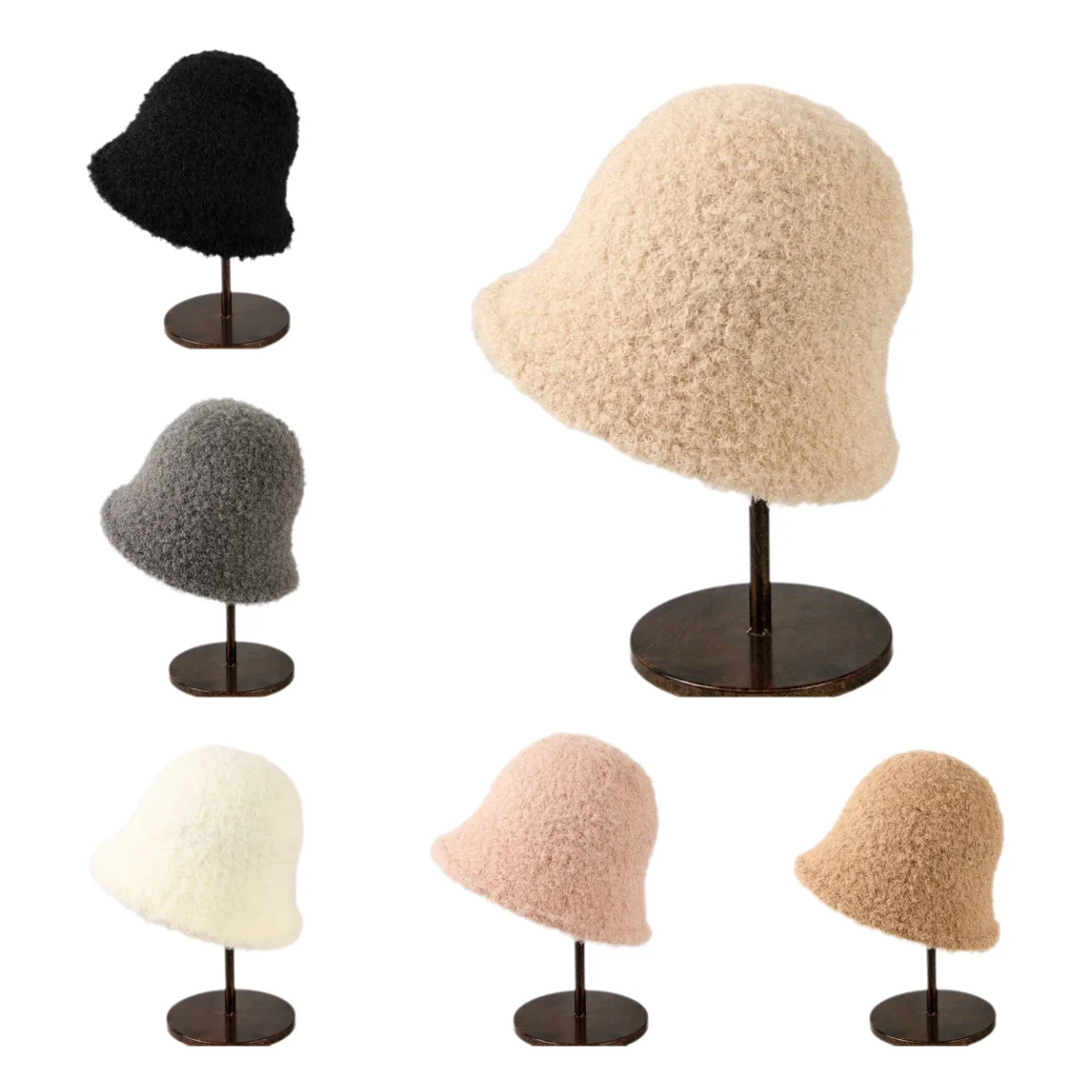 

Imitation Mink Fur Plush Fisherman Hat Warm Thick Basin Hat Skin Friendly Warm Solid Color Simple Panama Hat for Autumn Winter