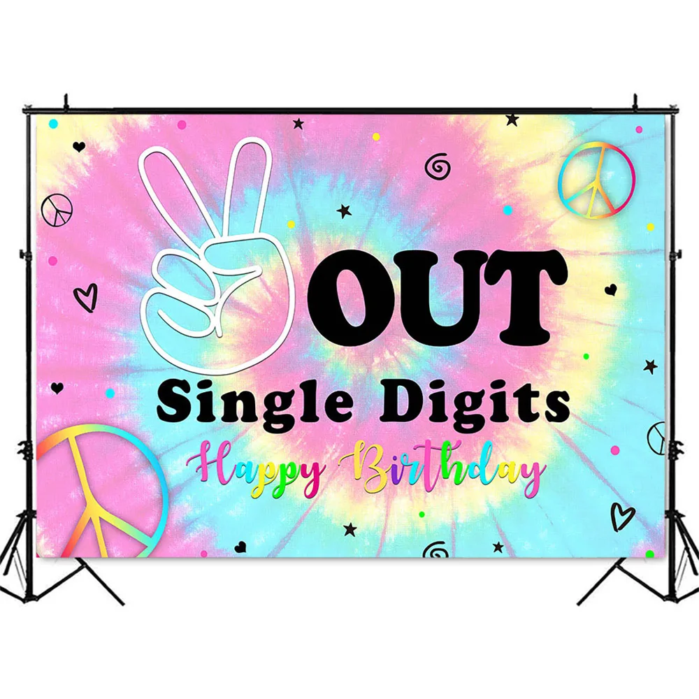 Tie-Dye-Fondo para fiesta de cumpleaños, telón de fondo para fotografía de un solo dígitos, fotomatón para recién nacidos, decoración para sesión fotográfica