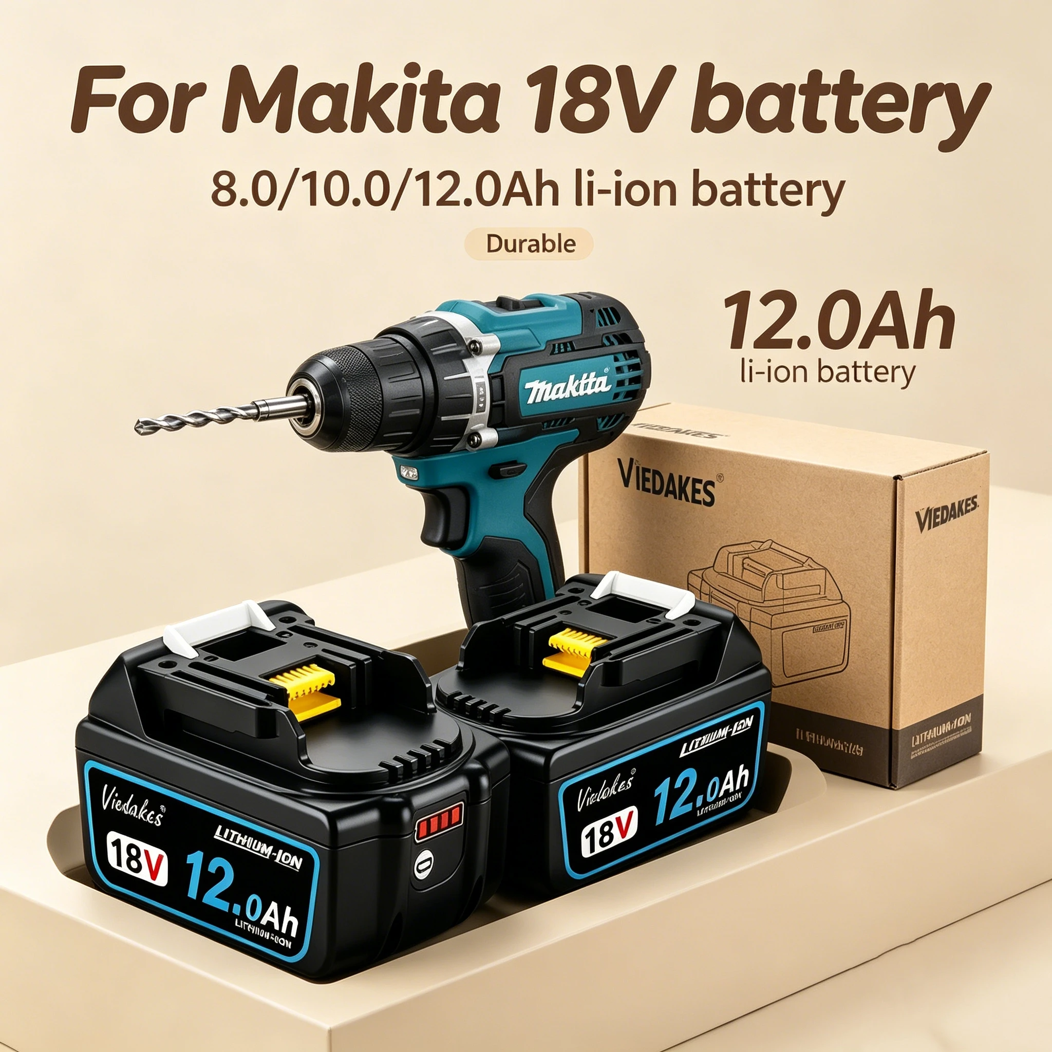 

Original 18V 8.0Ah/10.0Ah/12.0Ah rechargeable battery for Makita drill DDF487 DTW700 DHP489 DGA404 DTD173 power tool battery