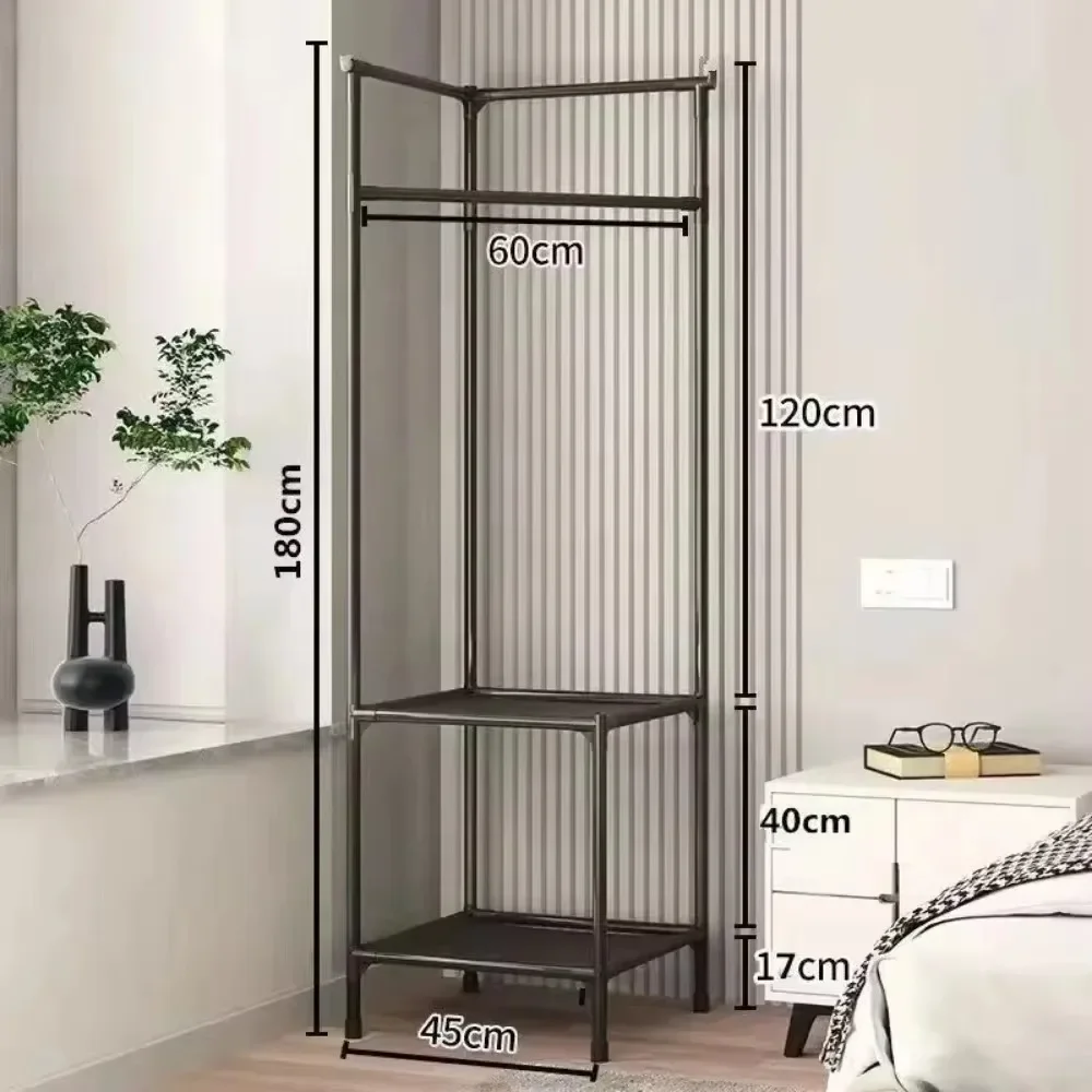 Bedroom Corner Clothes Rack Foldable Coat Rack Durable Corner Clothing Shelf Standing Bedroom Pants Hangers Shoe and Coat Racks