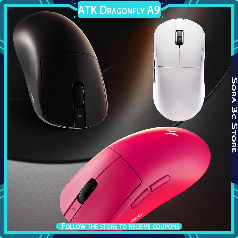 Mouse wireless ATK Dragonfly A9 Bluetooth 3 modalità Ergonomia leggera Design simmetrico Mouse da gioco a bassa latenza Regalo per laptop