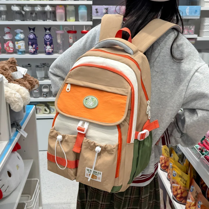 

Large Capacity School Bag Waterproof Stress Relief Shoulder Backpack Lightweight Double Strap Bag Junior And High School Girls