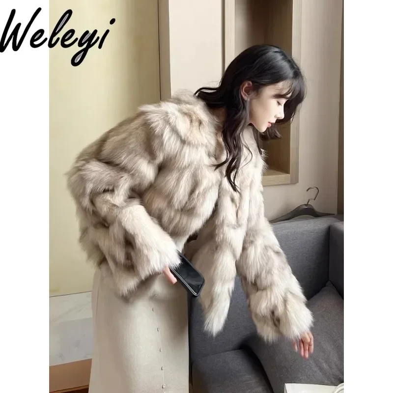 Women's Short Thickened Faux Fox Fur Coat 2024 Autumn and Winter New Casual Fashion Explosion Imitation Fur Coats for Women