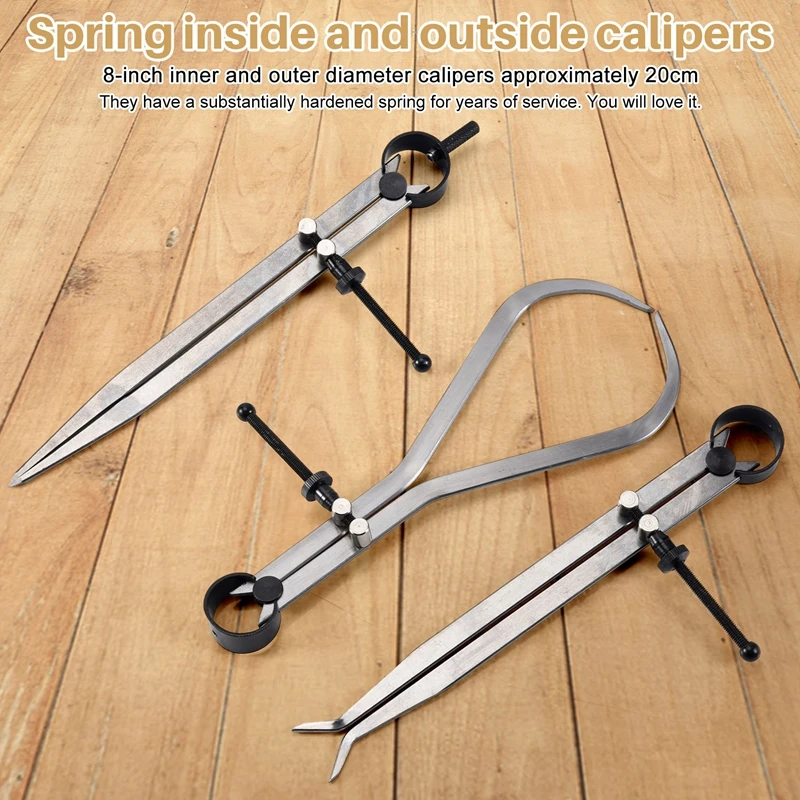 Spring Inside Outside Divider Caliper Set 8-Inch Machinist Tools 3-Pack