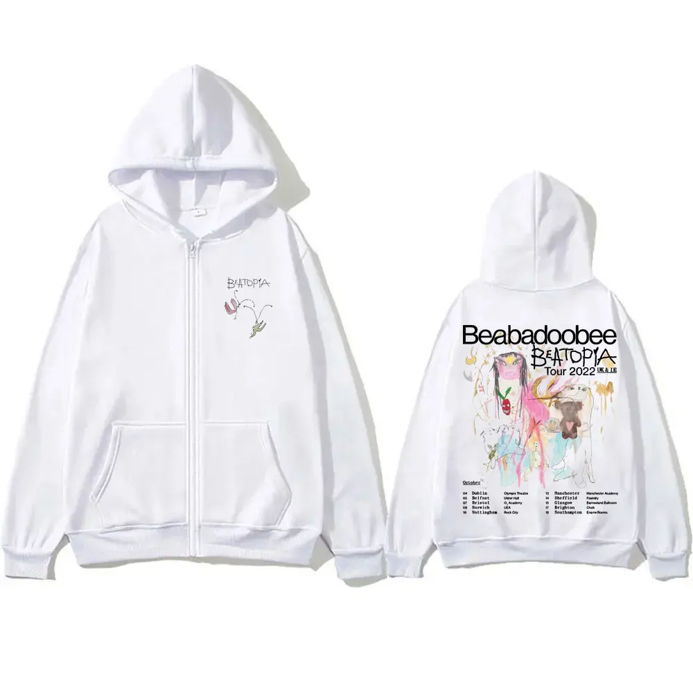 Beabadoobee Beatopia Tour Hoodie ritsleting Pria Wanita Mode estetika jaket ritsleting atas bulu domba kasual ukuran besar Zip Up Sweatshirt