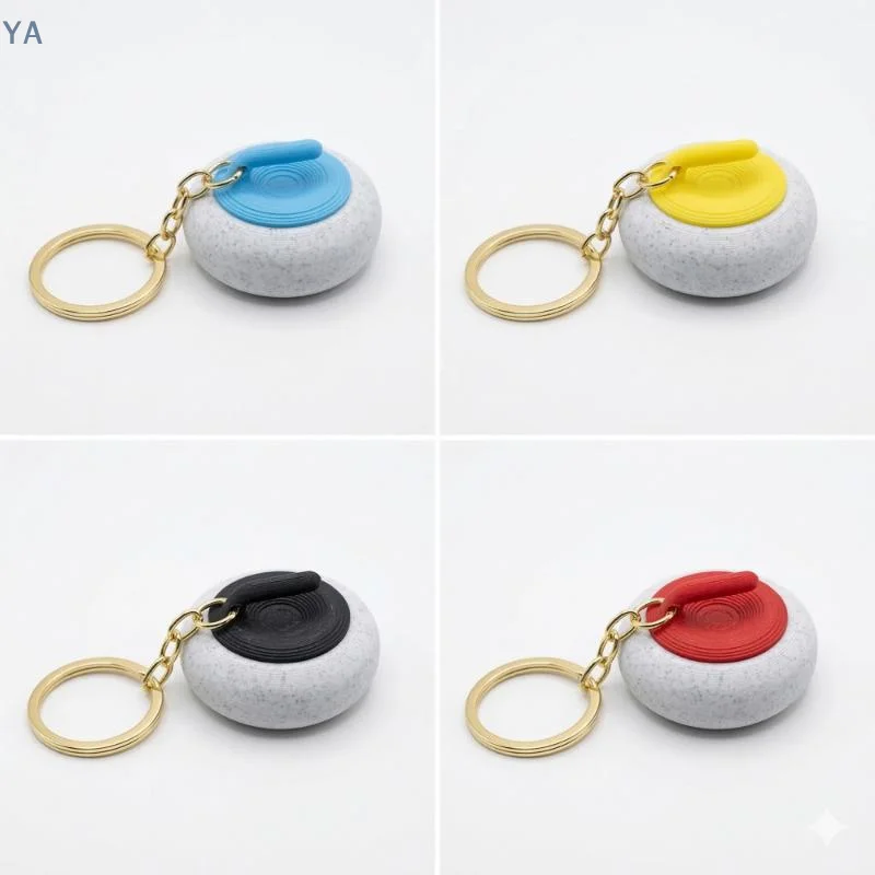【SA】【AN】Mini Curling Keychain With Realistic Design And Durable Gold Key Ring Perfect For Curling Fans Souvenir Gift