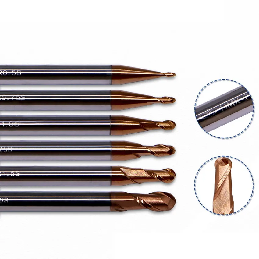 

HMX-2B-R1.25 ZCC.CT HMX-2B Two edge straight shank ball end mill D2.5R1.25*6*5*50 2F Ball Nose End Mill 2 Flutes Ball End Mills